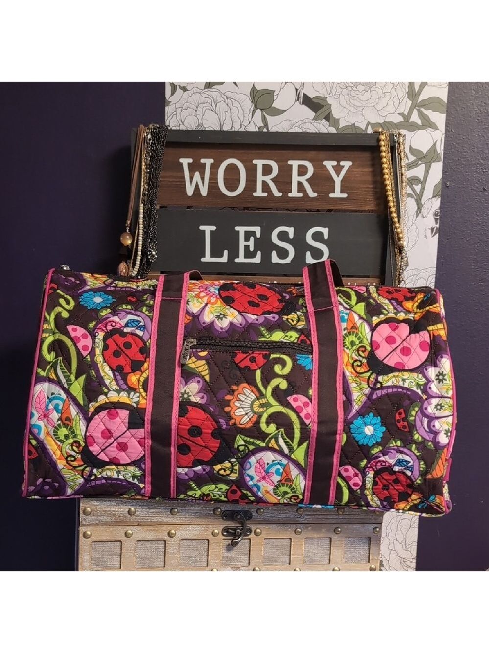 Quilted Ladybug Garden Paisley Huge Duffle Travel Bag